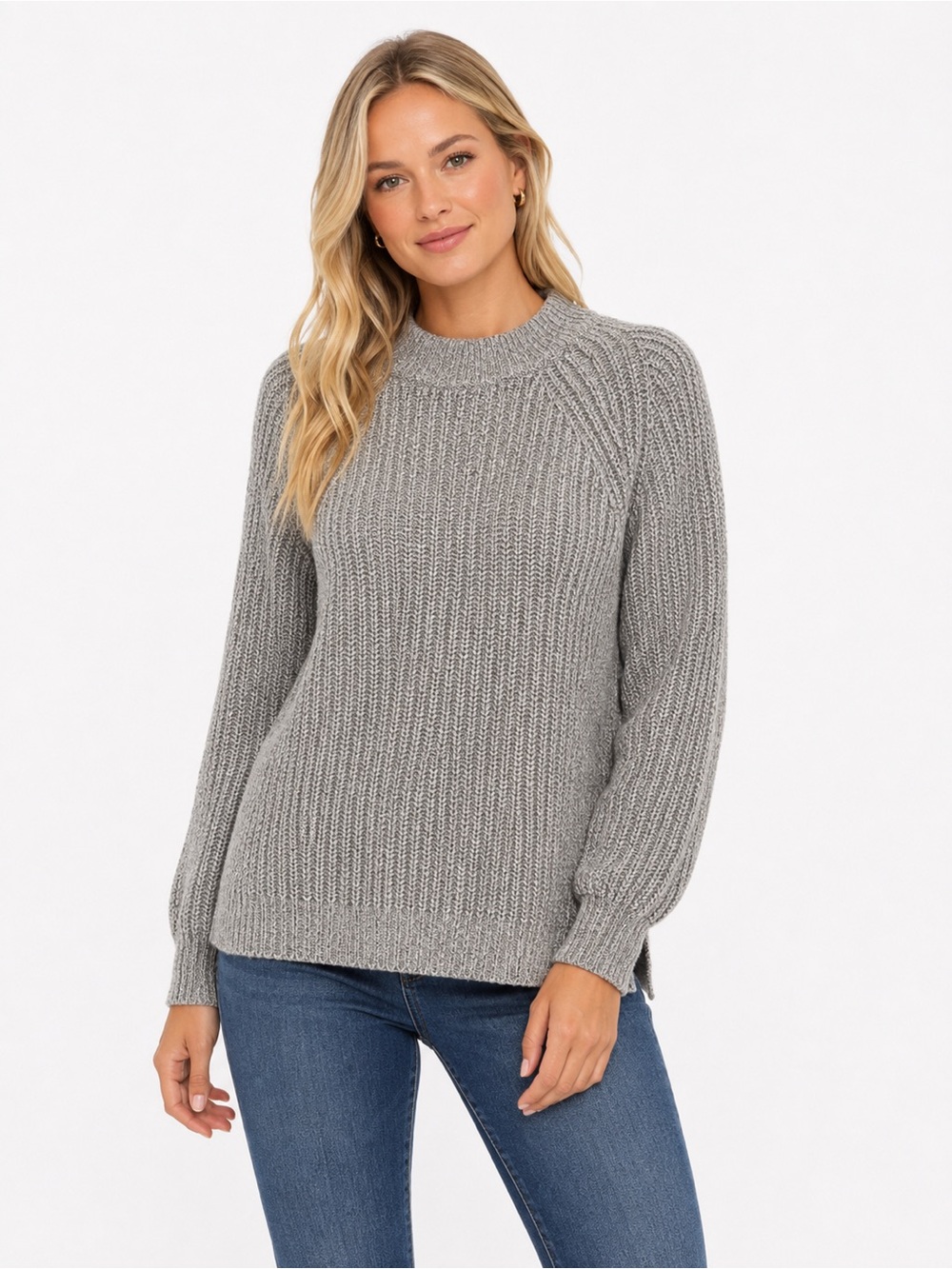 Roots Canada Ribbed Crewneck Marled Sweater Black White Sz Small Tunic Style